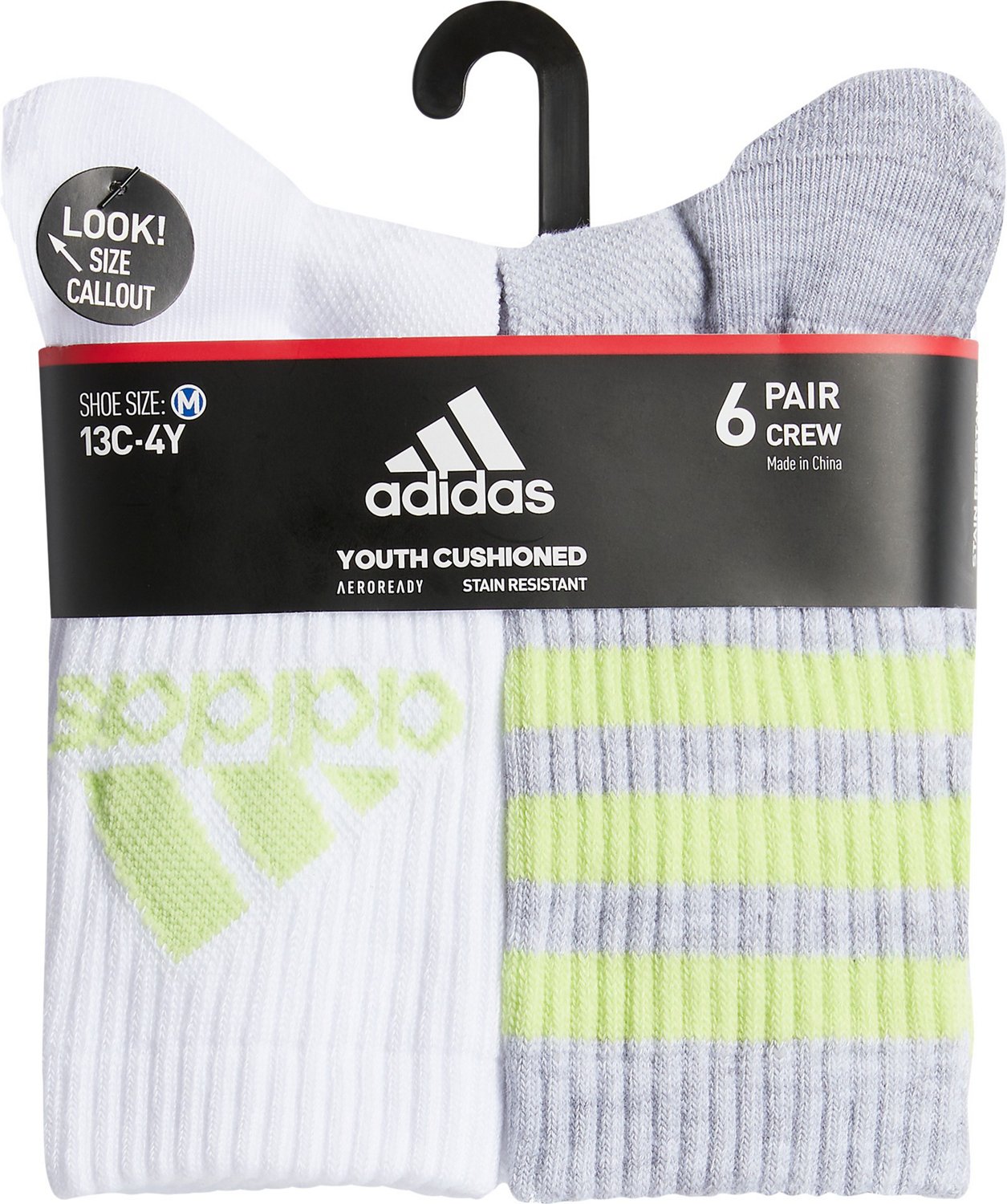 adidas Youth Cushion Mixed Crew Socks 6 Pack                                                                                     - view number 2