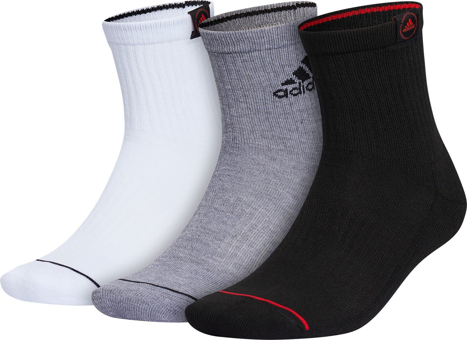 adidas Men s Cushioned Classic High Quarter Socks 3 Pack Academy