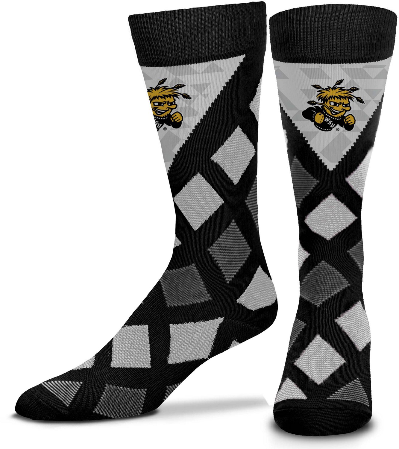 For Bare Feet Wichita State University Dashed Diamond Thin Socks
