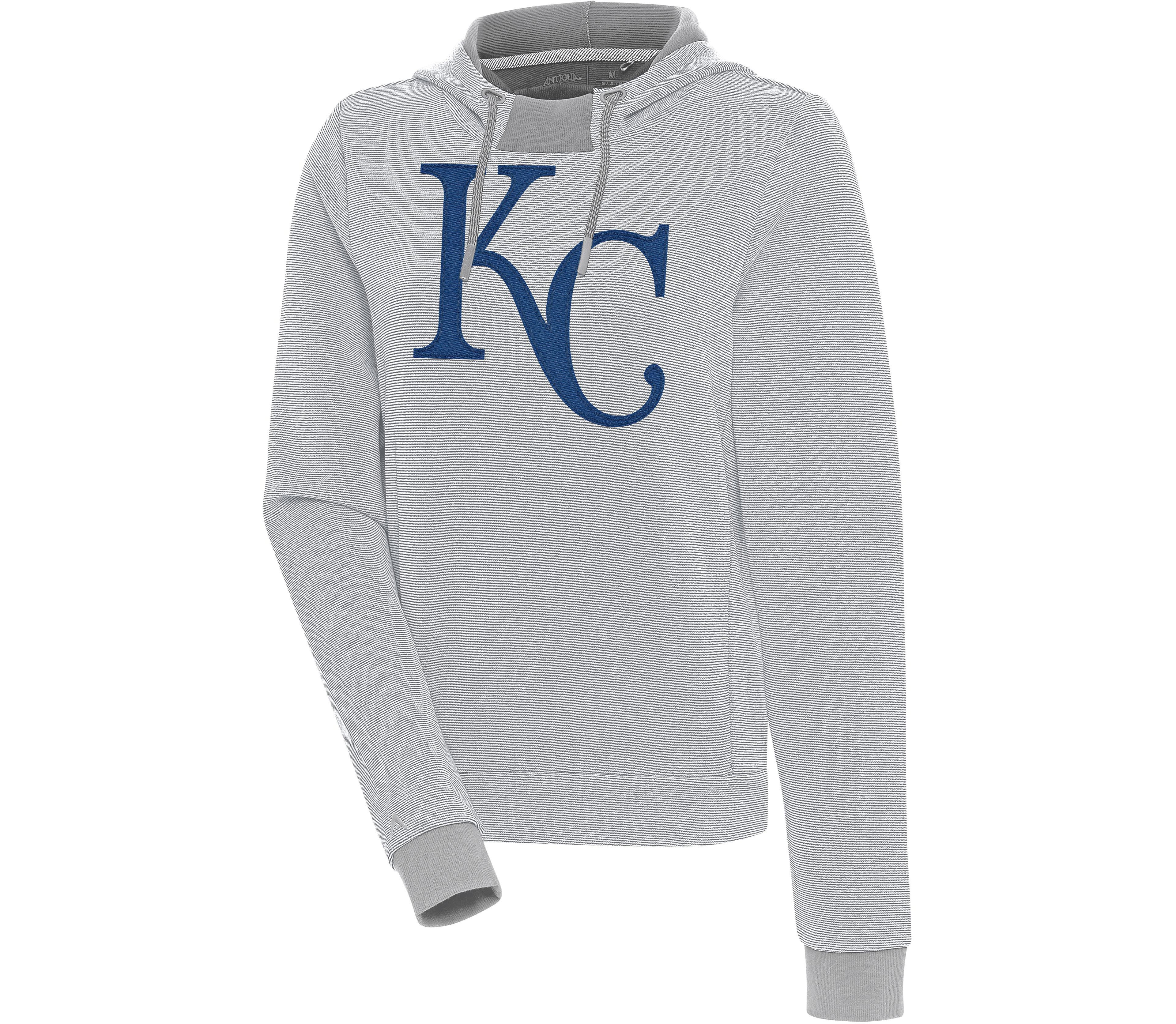 Antigua Women's Kansas City Royals Large Logo Axe Bunker Pullover Hoodie