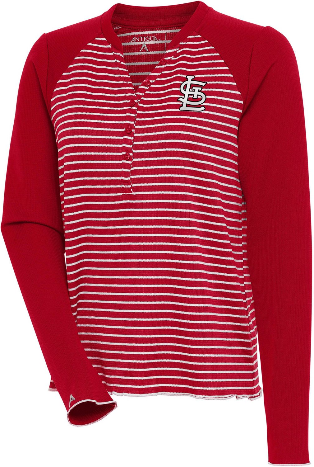 Antigua Women's St. Louis Cardinals Maverick Long Sleeve Henley Shirt
