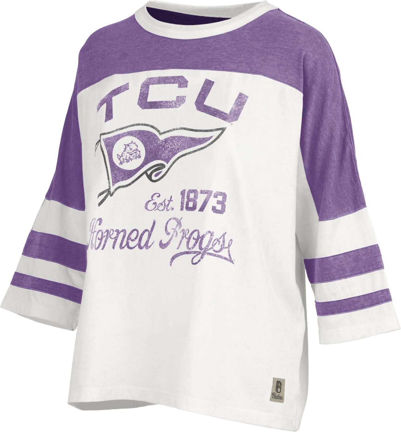 Three Square Women's Texas Christian University Vintage Wash High Five Oversized T-shirt