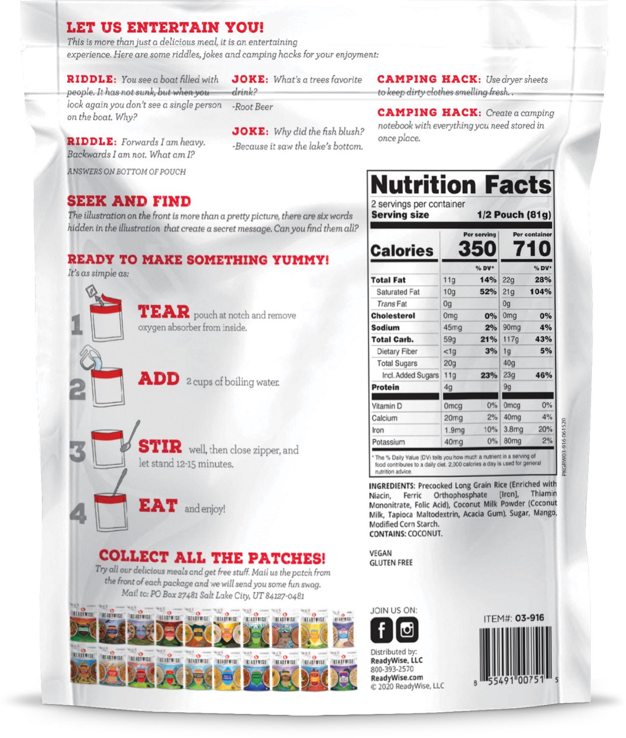 ReadyWise Trail Treats Mango Sticky Rice