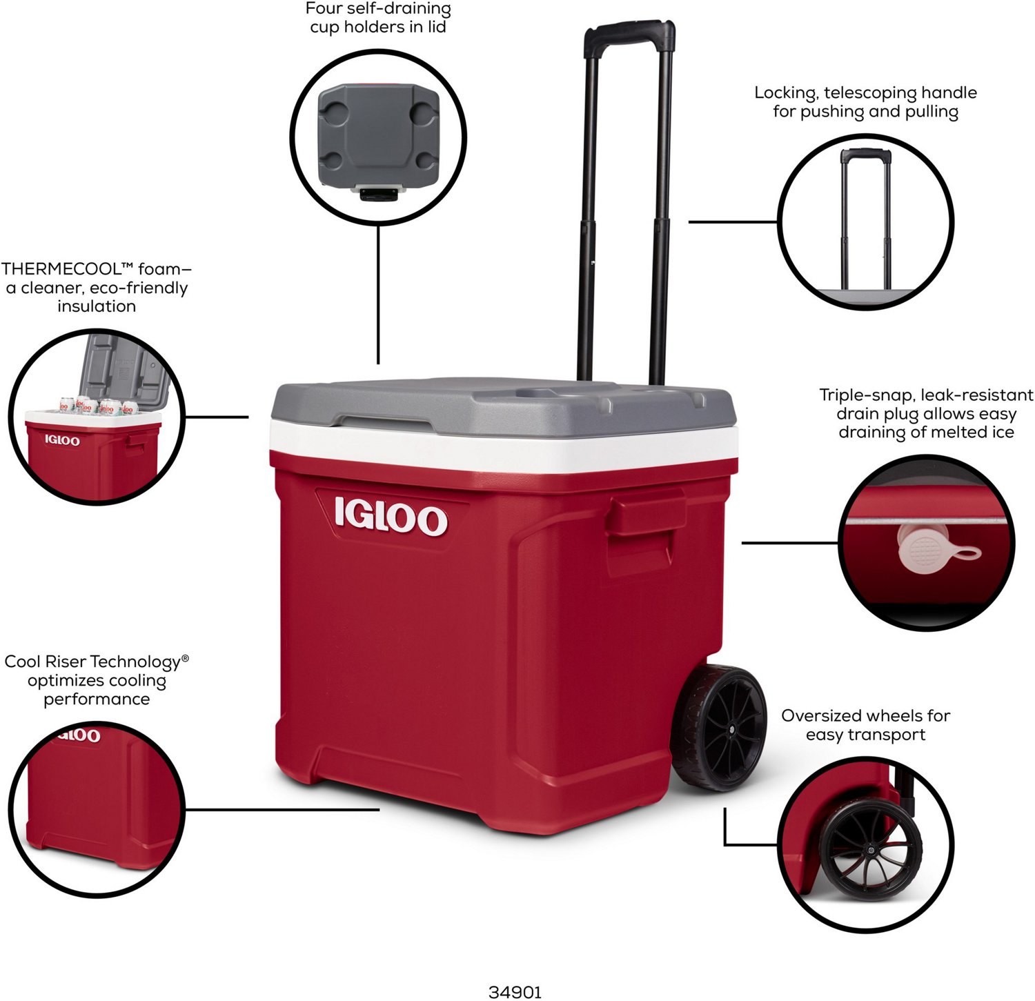 Igloo Latitude 60 qt Roller Cooler                                                                                               - view number 2