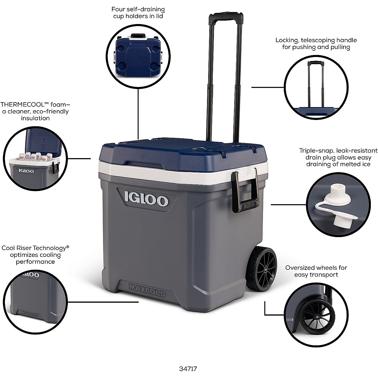 Igloo Maxcold Ultra Latitude 62 qt Wheeled Cooler                                                                                - view number 2
