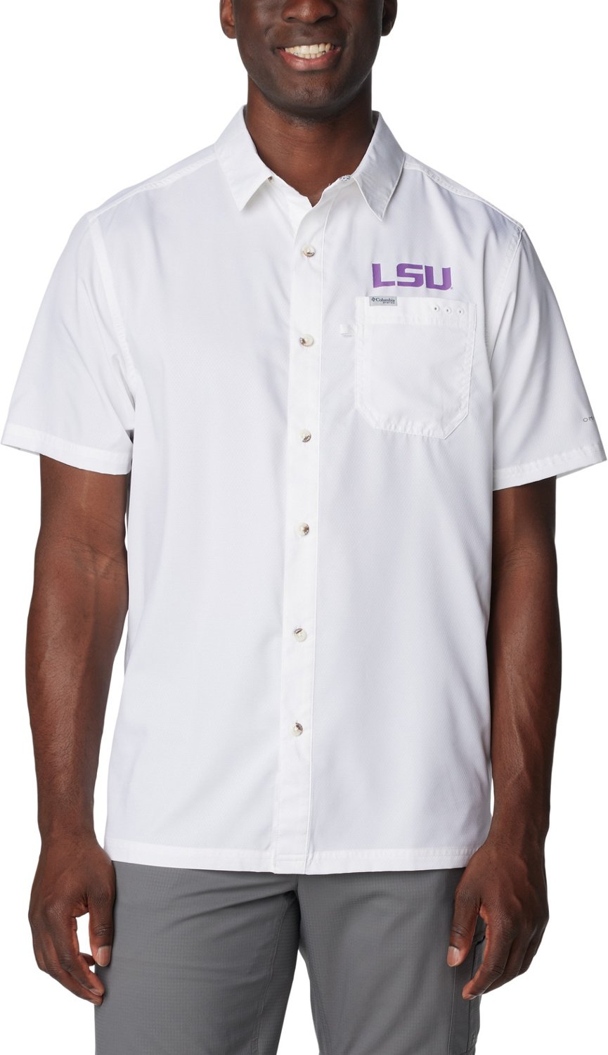 Columbia Sportswear Men s Louisiana State University PFG Slack Tide Camp Button Down Shirt Academy