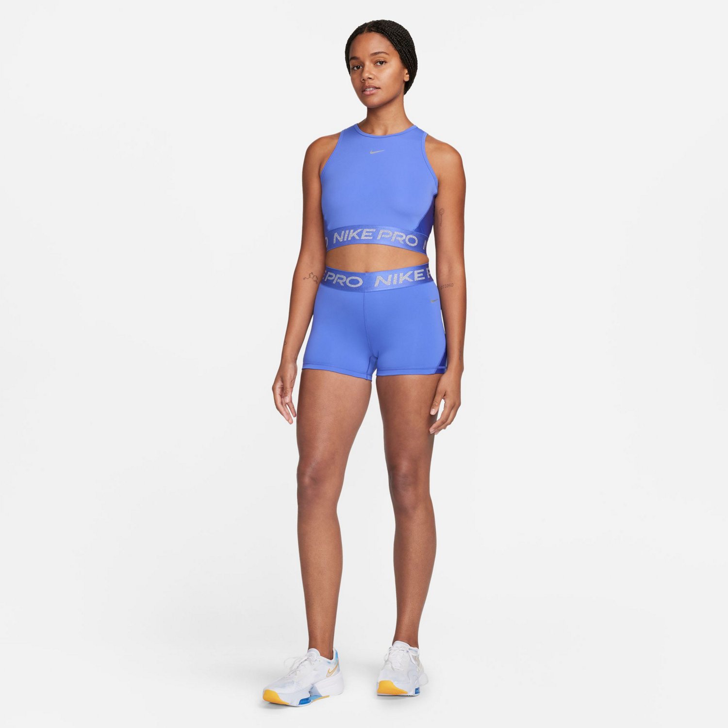Nike Women's Pro Mid-Rise Shine Shorts 3 in - view number 4