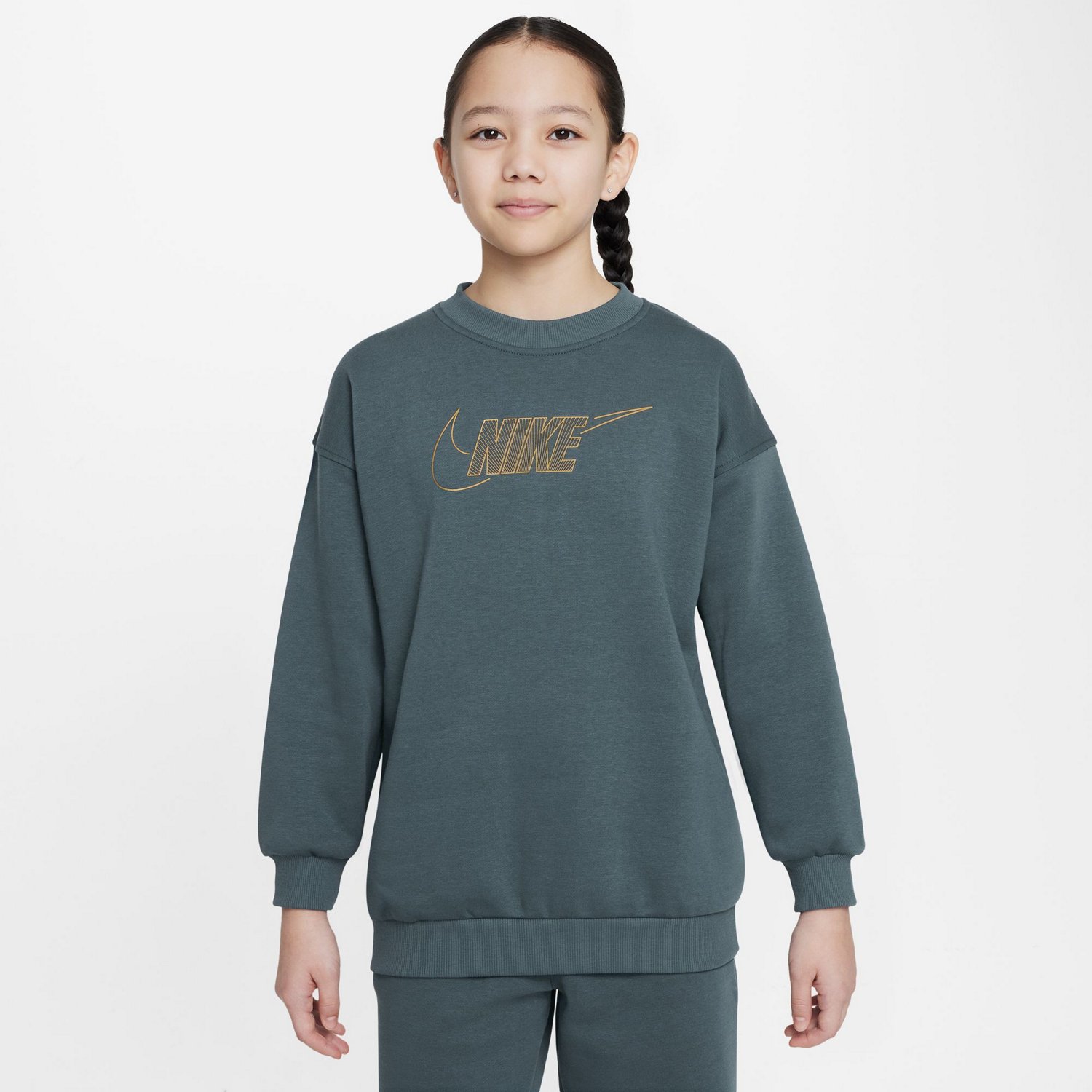 Nike Girls' Sportswear Club Fleece Crew Neck Top