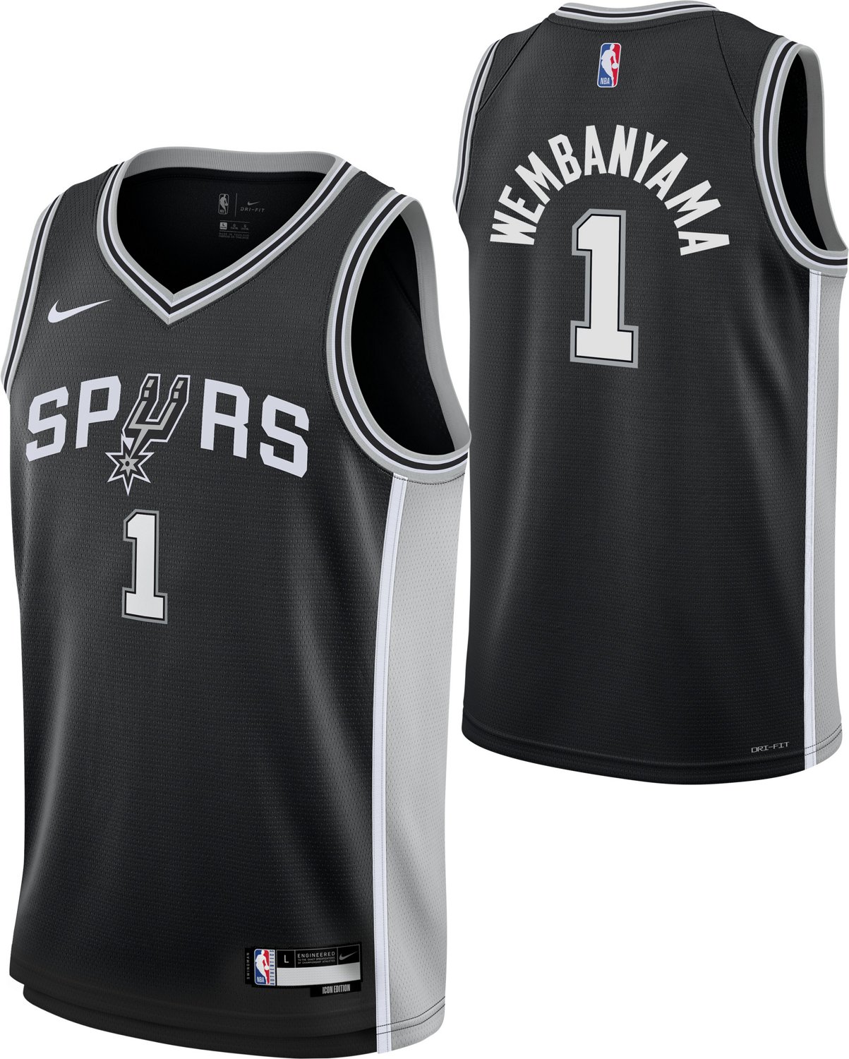 Nike Boys' San Antonio Spurs Victor Wembanyama 1 Icon Swingman Jersey - view number 3