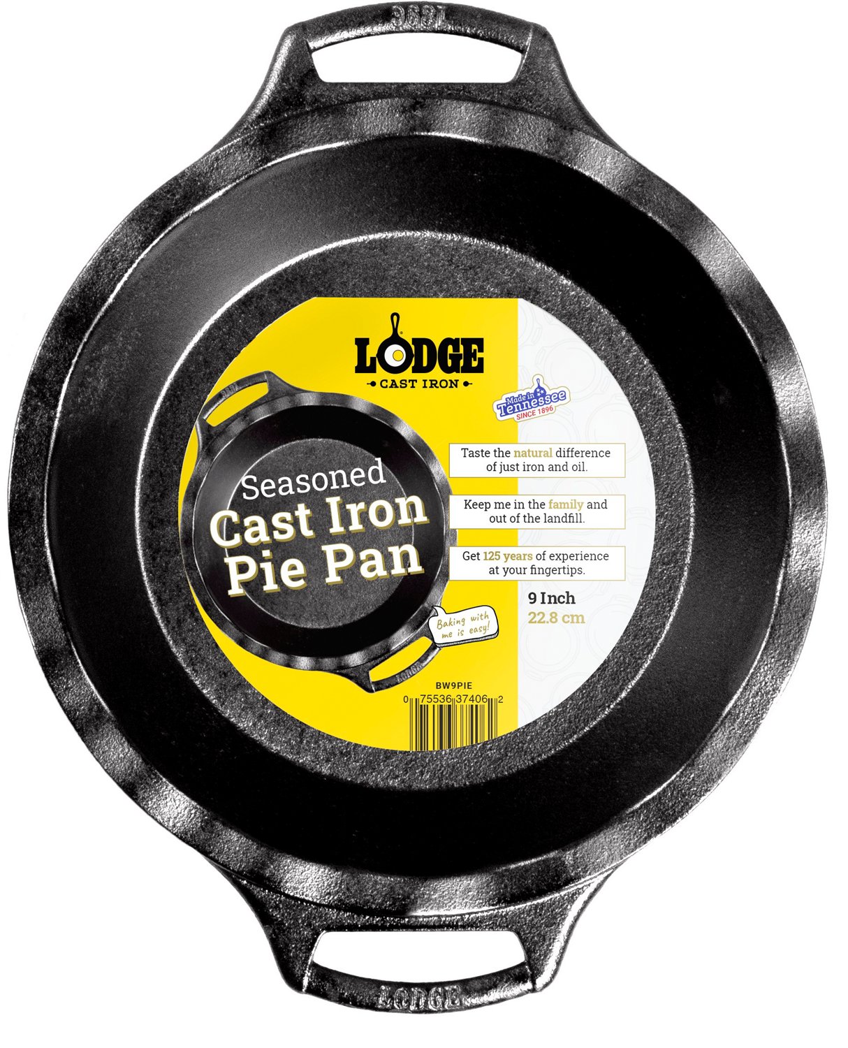 Pie Pan - Pre-Seasoned Cast Iron 12 x 9.5 x 2 Inches By Old Mountain