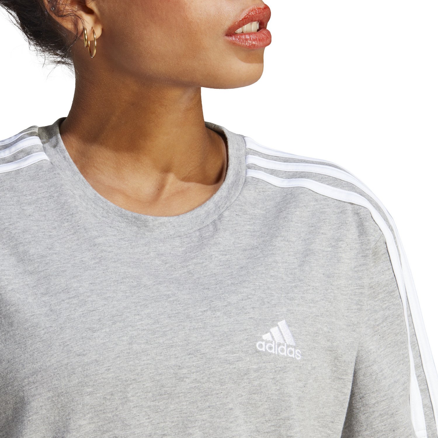 Adidas three stripes crop top hotsell