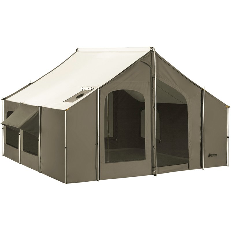 Kodiak Canvas Cabin Lodge Camping Canvas Tent 12 ft x 12 ft Tan/Sage Green - Family/Large Tents at Academy Sports