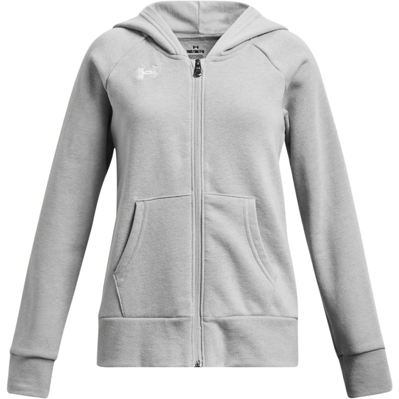 Under Armour Girls' Rival Fleece Full-Zip Hoodie Mod Gray Light Heather/White, Medium - Girl's Fleece at Academy Sports