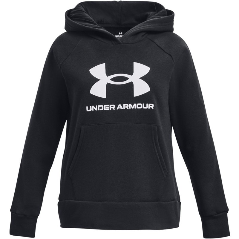 Under Armour Girls' Rival Fleece Big Logo Hoodie Black/White, Small - Girl's Fleece at Academy Sports