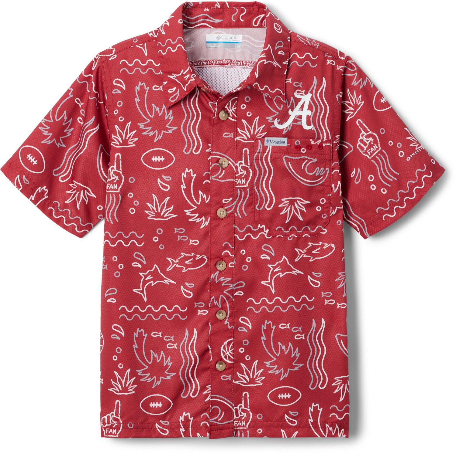 Columbia Men's Alabama Crimson Tide Crimson Slack Tide Button-Down Shirt, Medium, Red