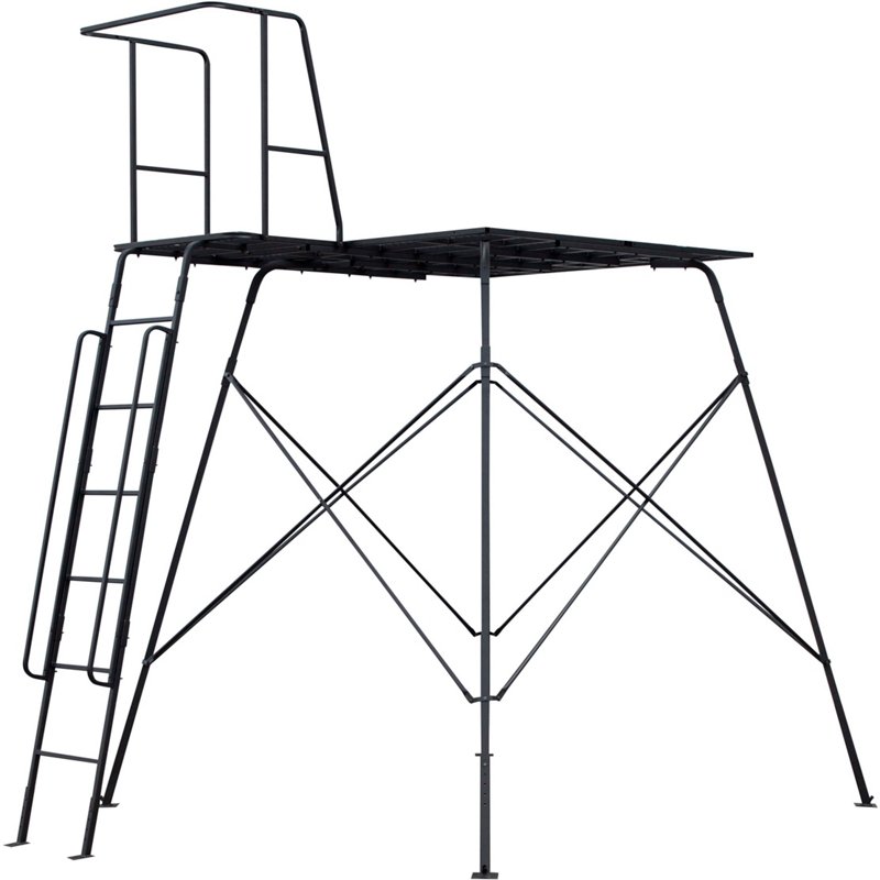 CAGE Permanent Hub Blinds 8 ft Tower Hunting Tower 66 in x 66 in platform Black - Huntg Stands/Blnds/Accs at Academy Sports