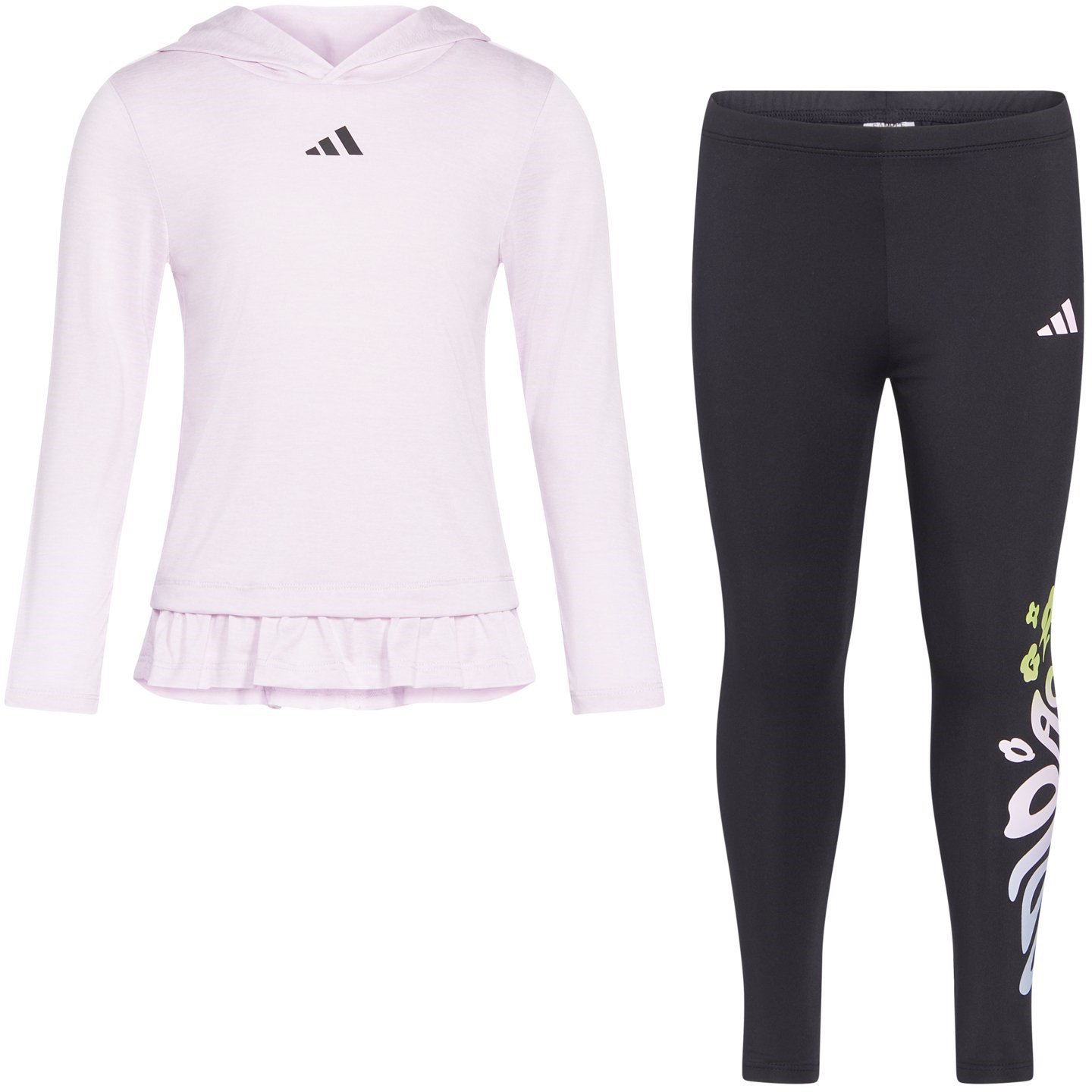 adidas 2-Piece Long Sleeve Hooded Mélange T-shirt and Legging Set - view number 5