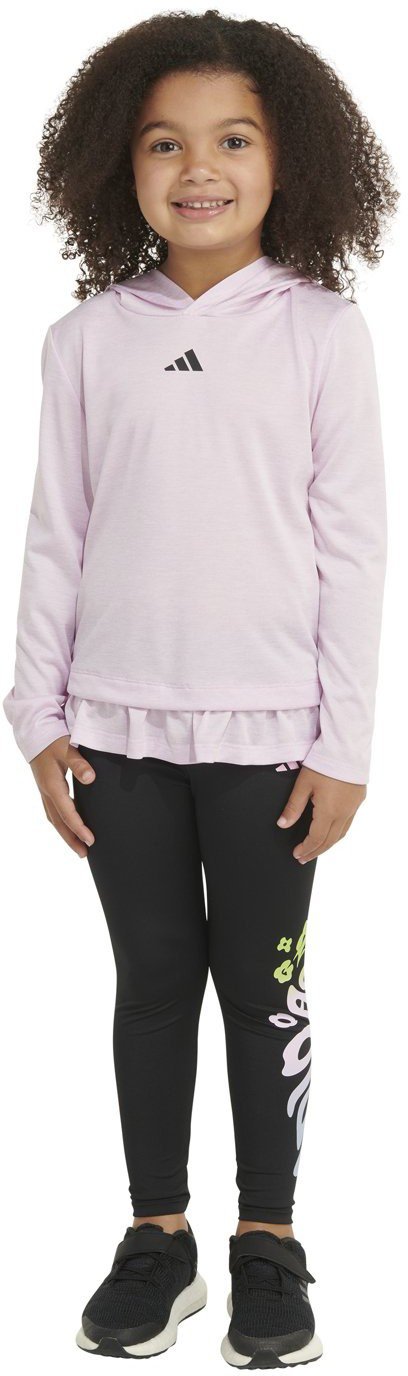 adidas 2-Piece Long Sleeve Hooded Mélange T-shirt and Legging Set