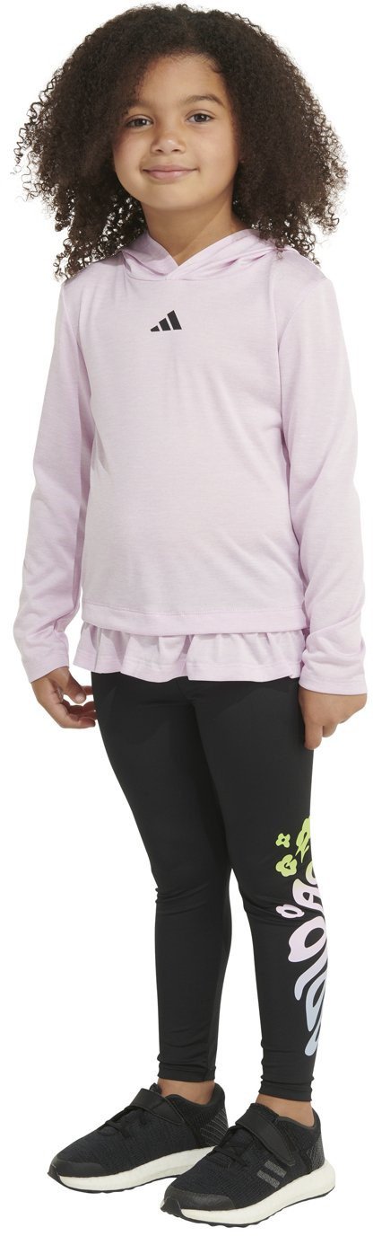 adidas 2-Piece Long Sleeve Hooded Mélange T-shirt and Legging Set - view number 2