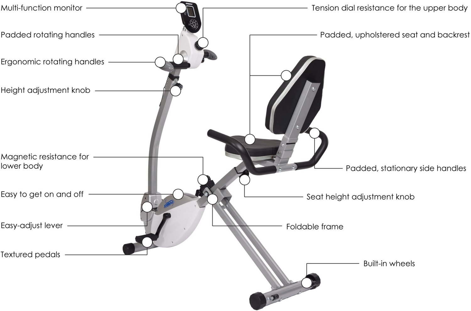 Stamina Recumbent Exercise Bike with Upper Body Exerciser