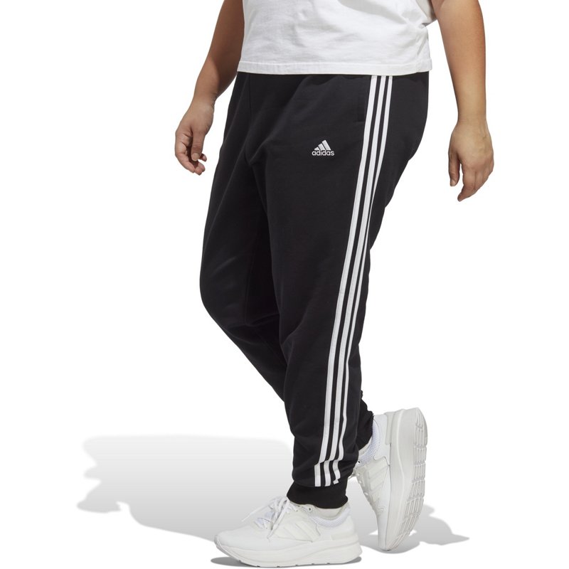 adidas Women's Essentials 3-Stripes Cuffed Pants Black/White, 1X - Women's Athletic Performance Bottoms at Academy Sports