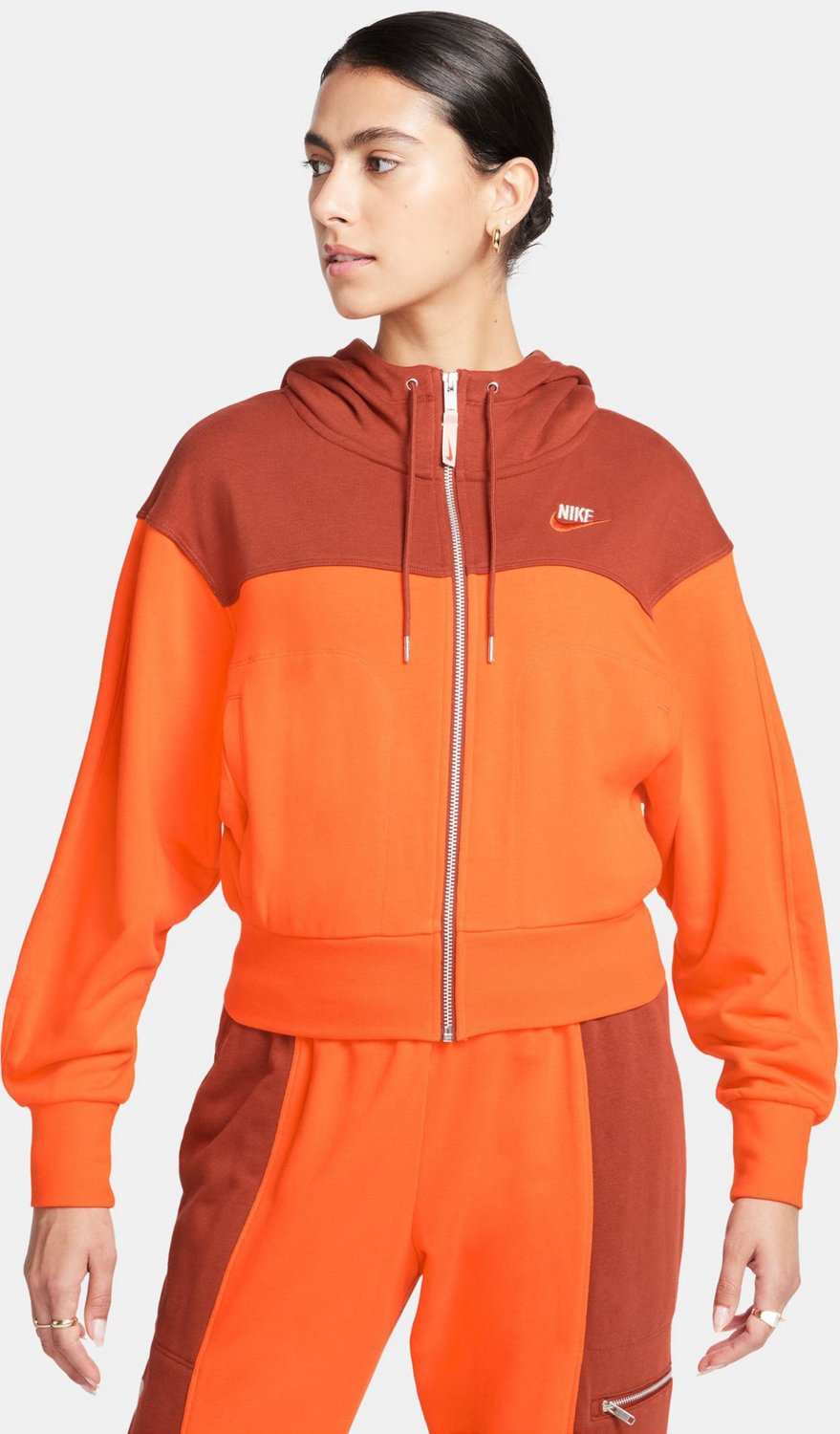 Orange nike zip online up jacket