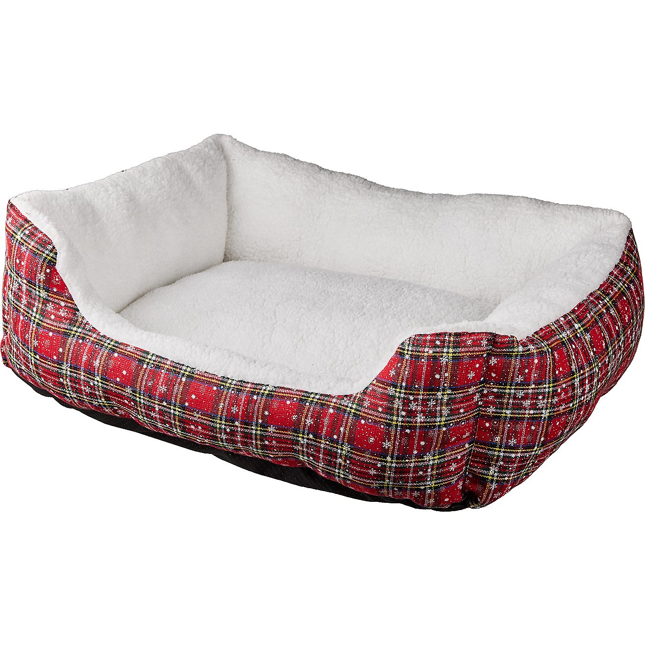 Academy Sports + Outdoors Holiday Red Plaid Plush Dog Bed                                                                        - view number 1