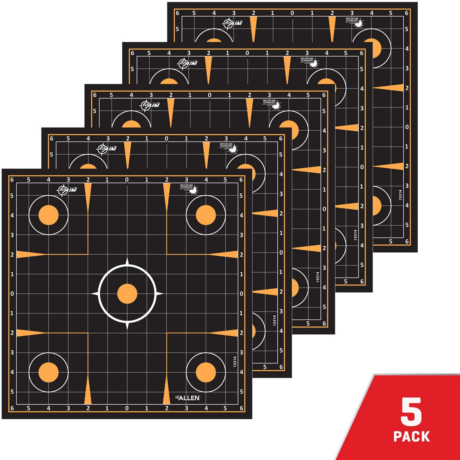 Allen Company EZ Aim Splash Reactive Adhesive Paper Sight-In Grid Shooting Targets 10-Pack                                       - view number 3