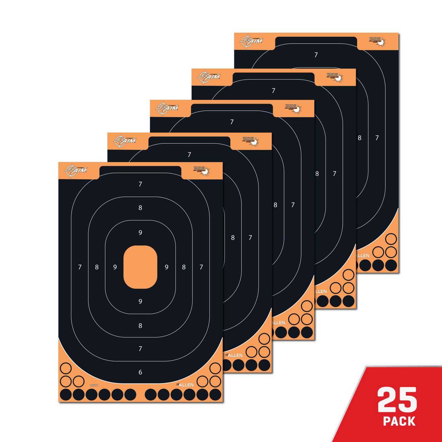 Allen Company EZ Aim Splash Reactive Adhesive Silhouette Trainer Paper Shooting Target 25-Pack