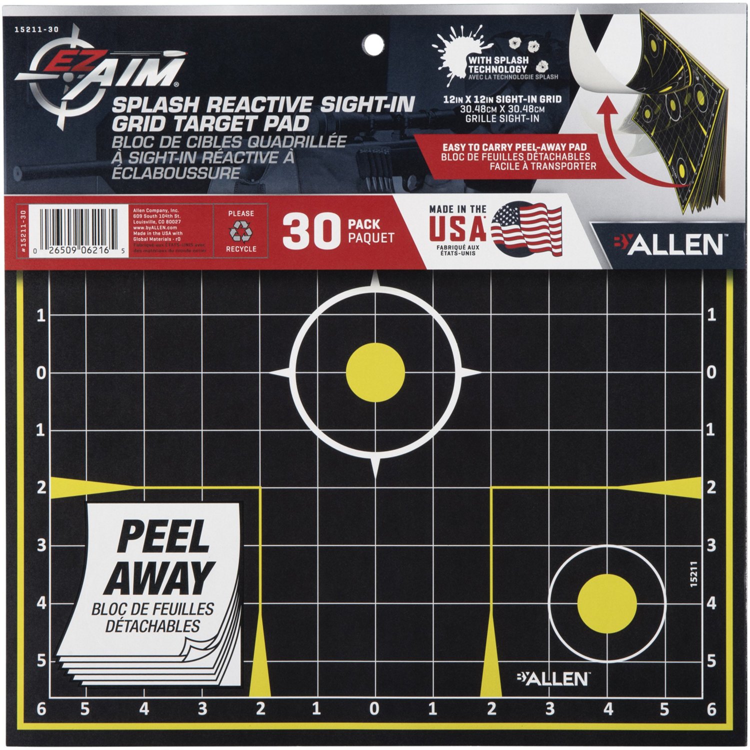 Allen Company EZ Aim 12.5in Splash Reactive Sight-In Grid Paper Shooting Target 30-Pack