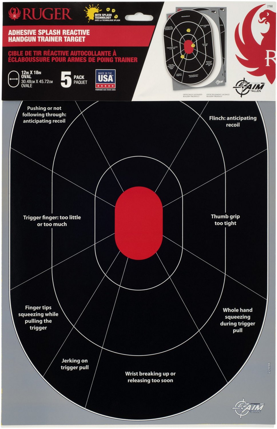 Ruger Splash Adhesive HG Trainer Paper Shooting Target 5-Pack - view number 2