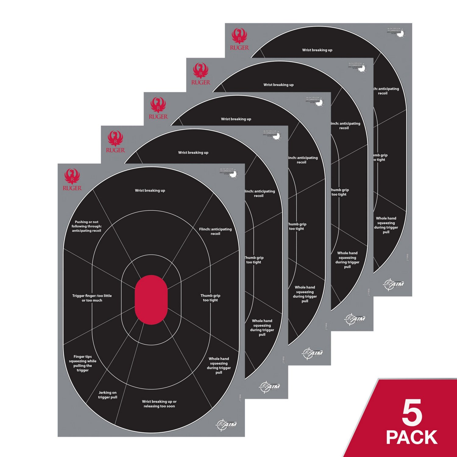 Ruger Splash Adhesive HG Trainer Paper Shooting Target 5-Pack - view number 3