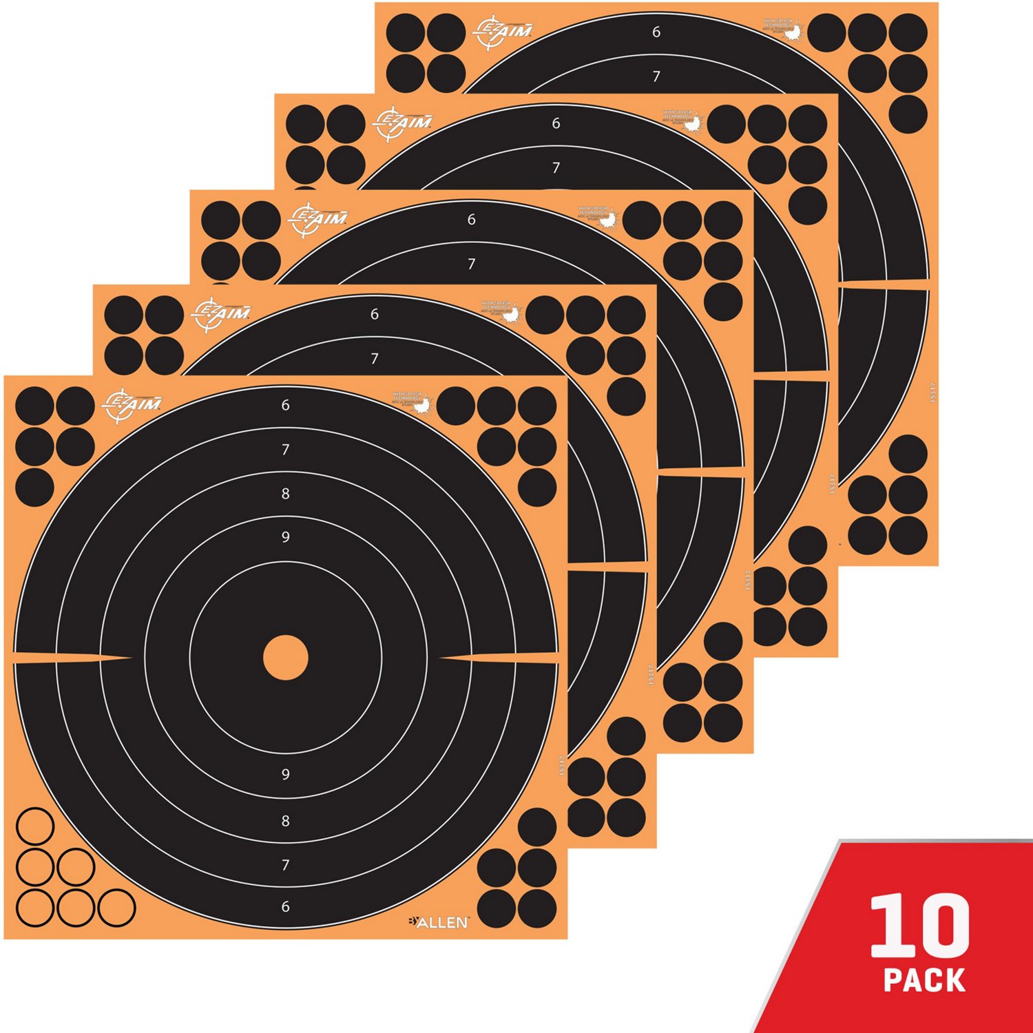 Allen Company EZ Aim Splash Reactive Adhesive Paper Bullseye Shooting Targets 10-Pack - view number 3