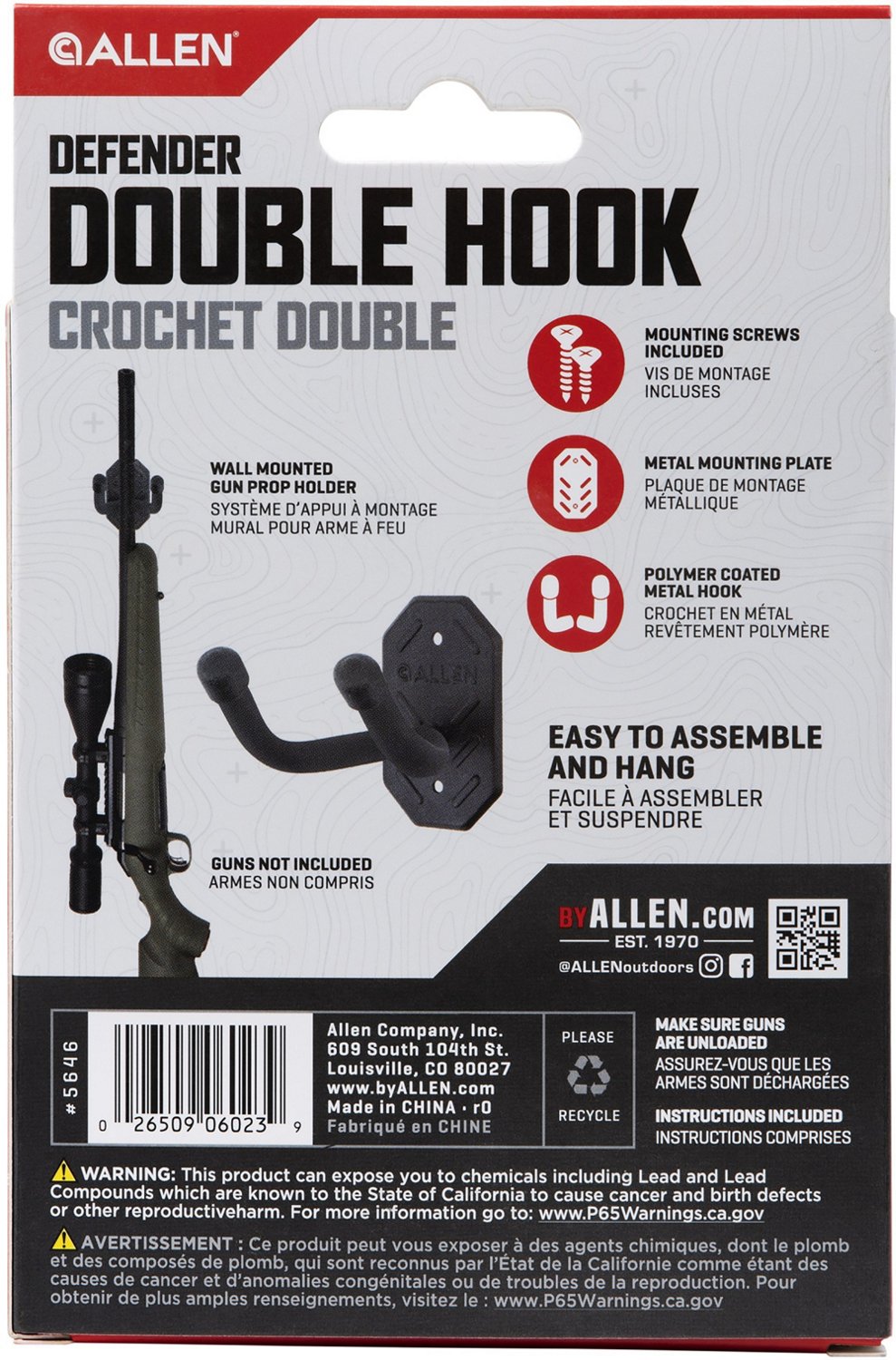 Allen Company Defender Double Gun Mounting Hooks with Metal Mounting Plate - view number 4