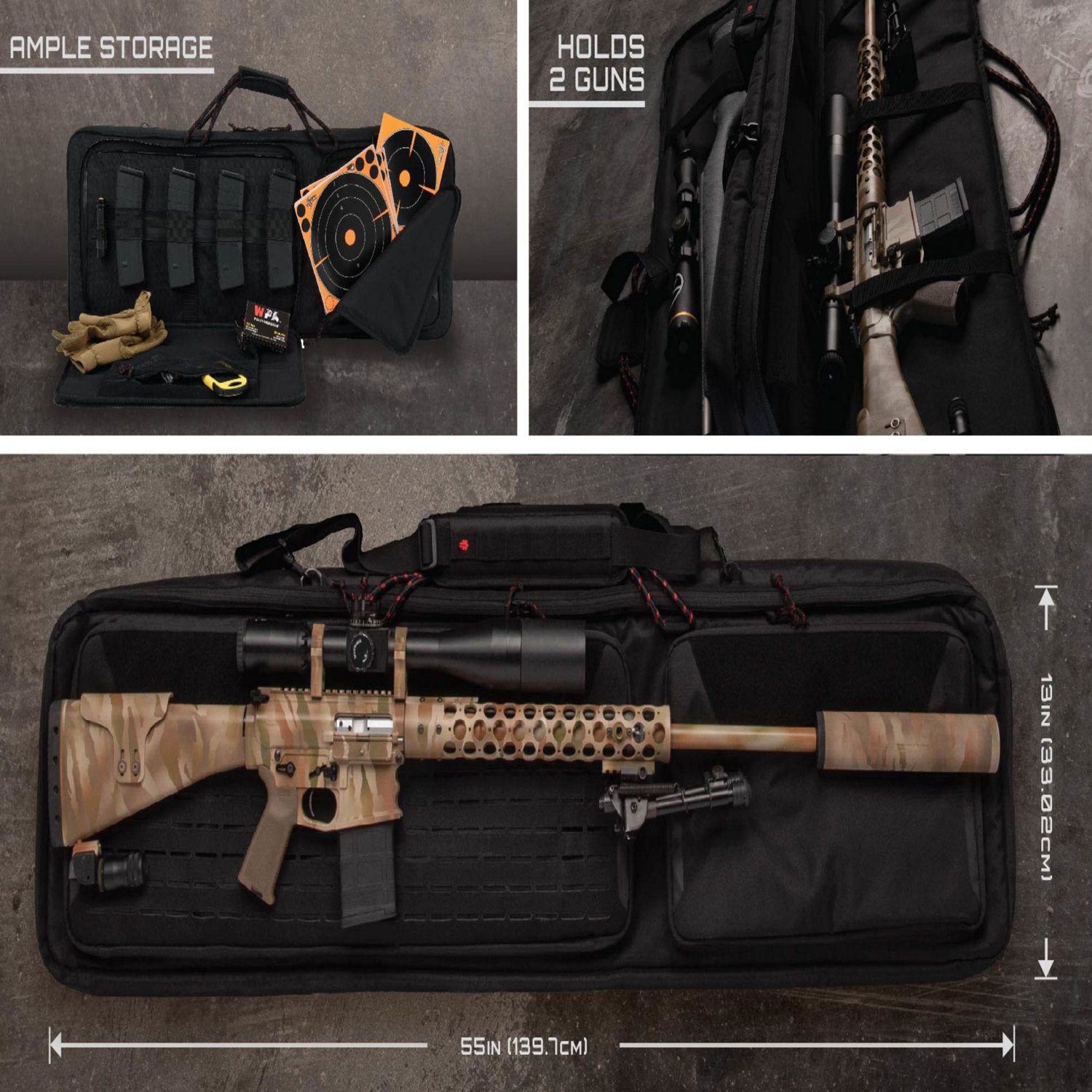 Allen Company Tac-Six Laser-Cut Molle Front 2-Firearms 55 in Tactical Gun Case - view number 4
