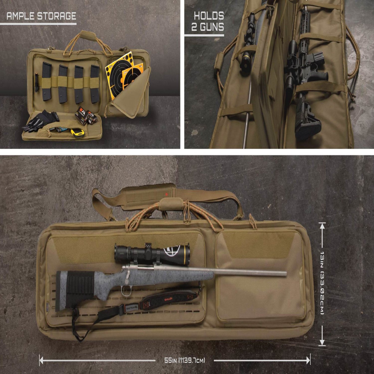 Allen Company Tac-Six Laser-Cut Molle Front 2-Firearms 55 in Tactical Gun Case - view number 4