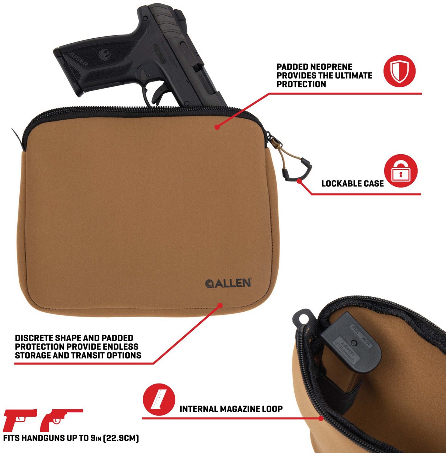 Allen Company Neoprene Full-Size Pistol Pouch                                                                                    - view number 5
