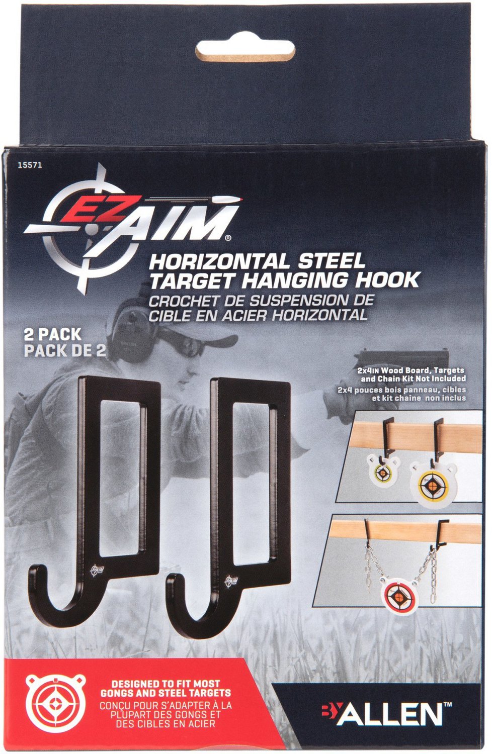 Allen Company EZ Aim Horizontal Steel Gong Shooting Target Hanging Hook 2-Pack - view number 2