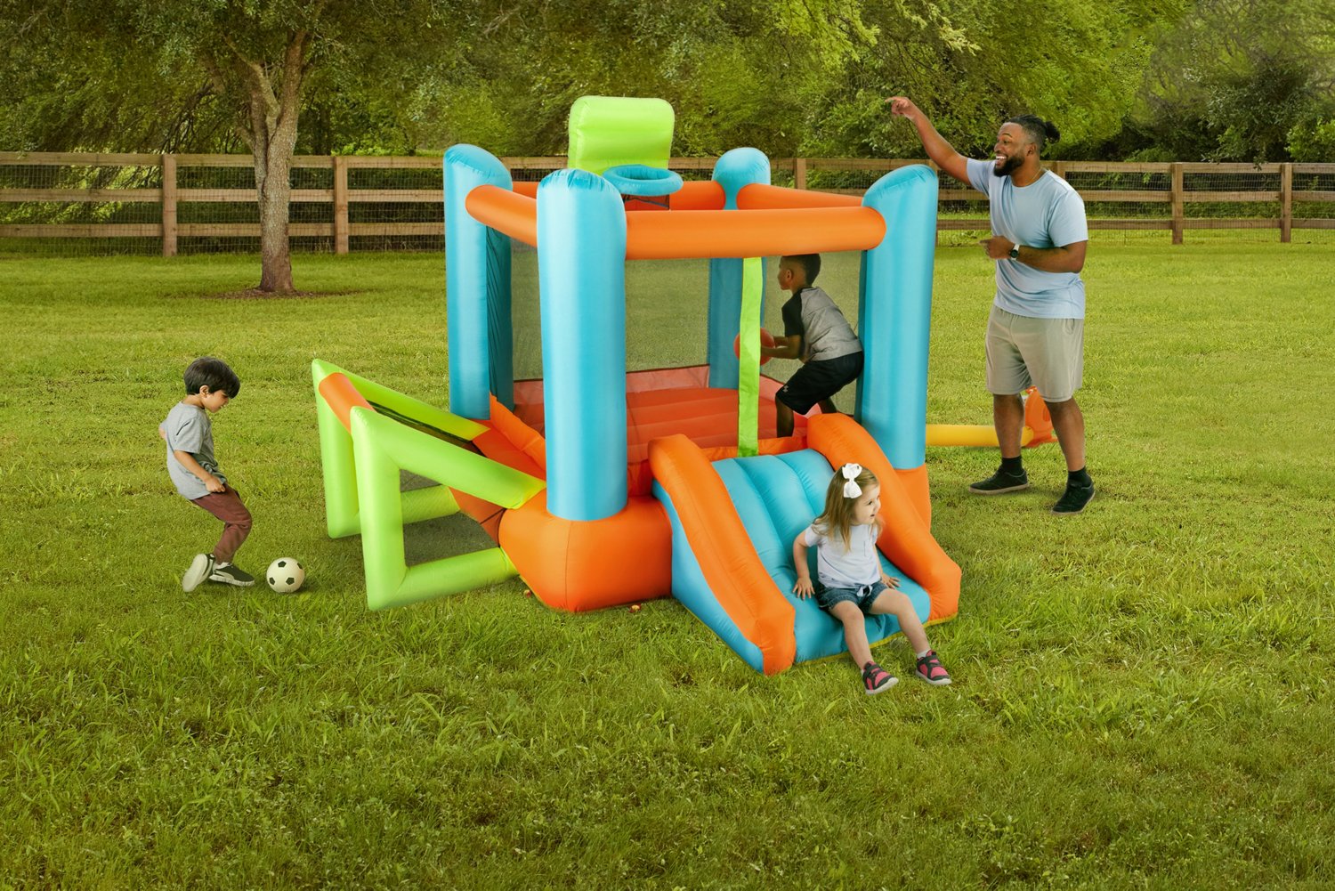 AGame Inflatable Bounce House With Soccer Goal Academy