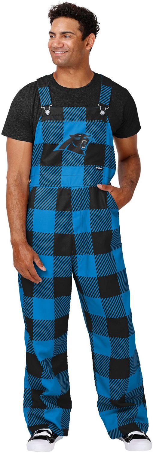 FOCO Men's Carolina Panthers Buffalo Plaid Overalls - view number 1