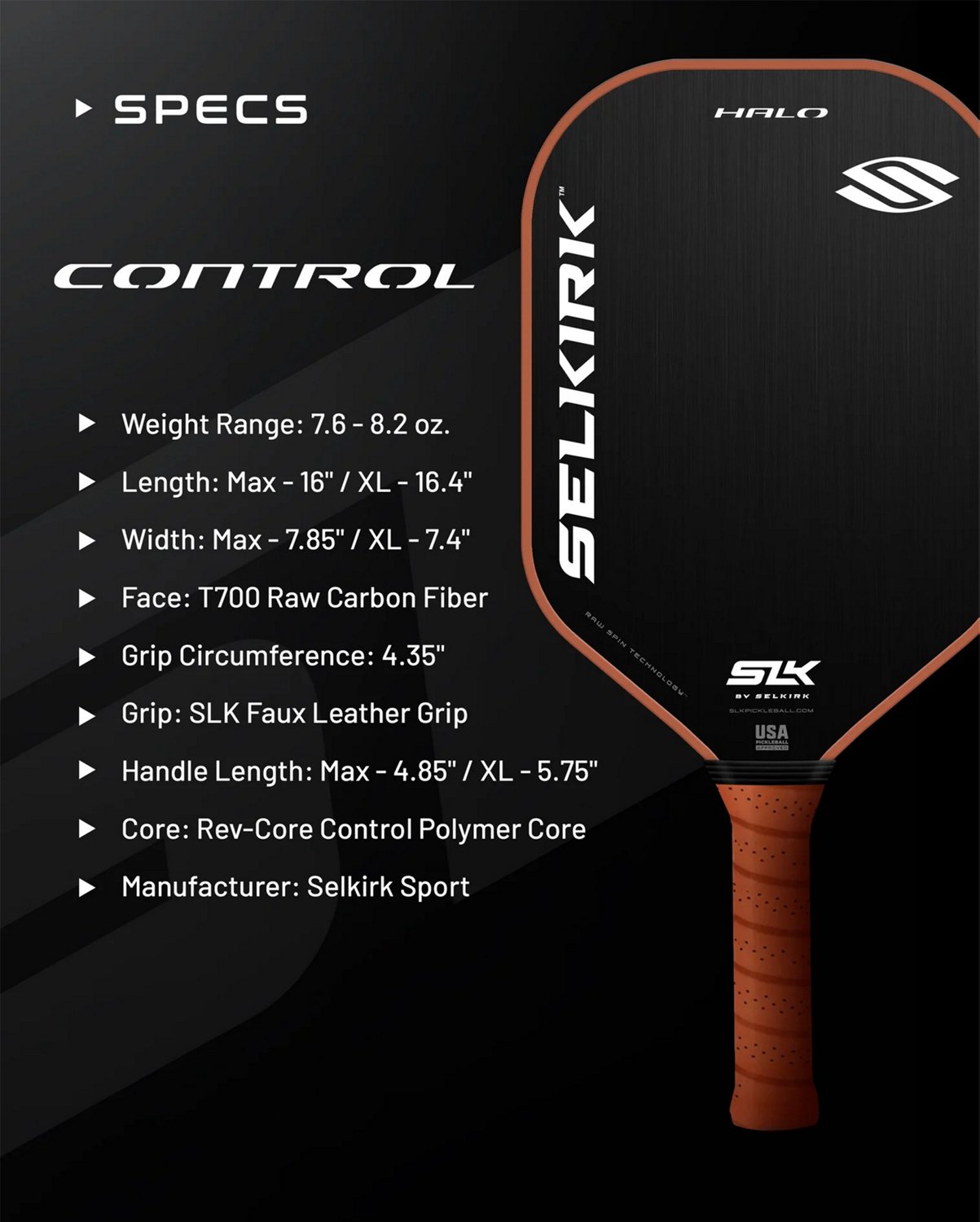 Selkirk Sport Halo Control Max Raw Carbon Paddle                                                                                 - view number 3