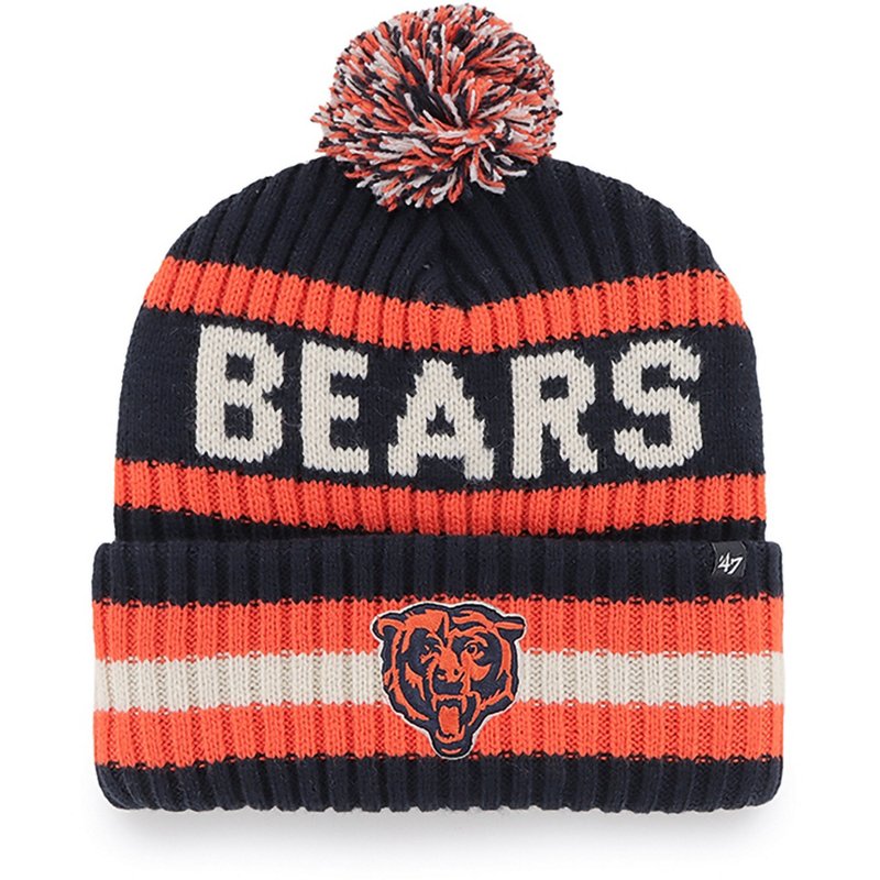 Men's '47 Navy Chicago Bears Bering Cuffed Knit Hat with Pom