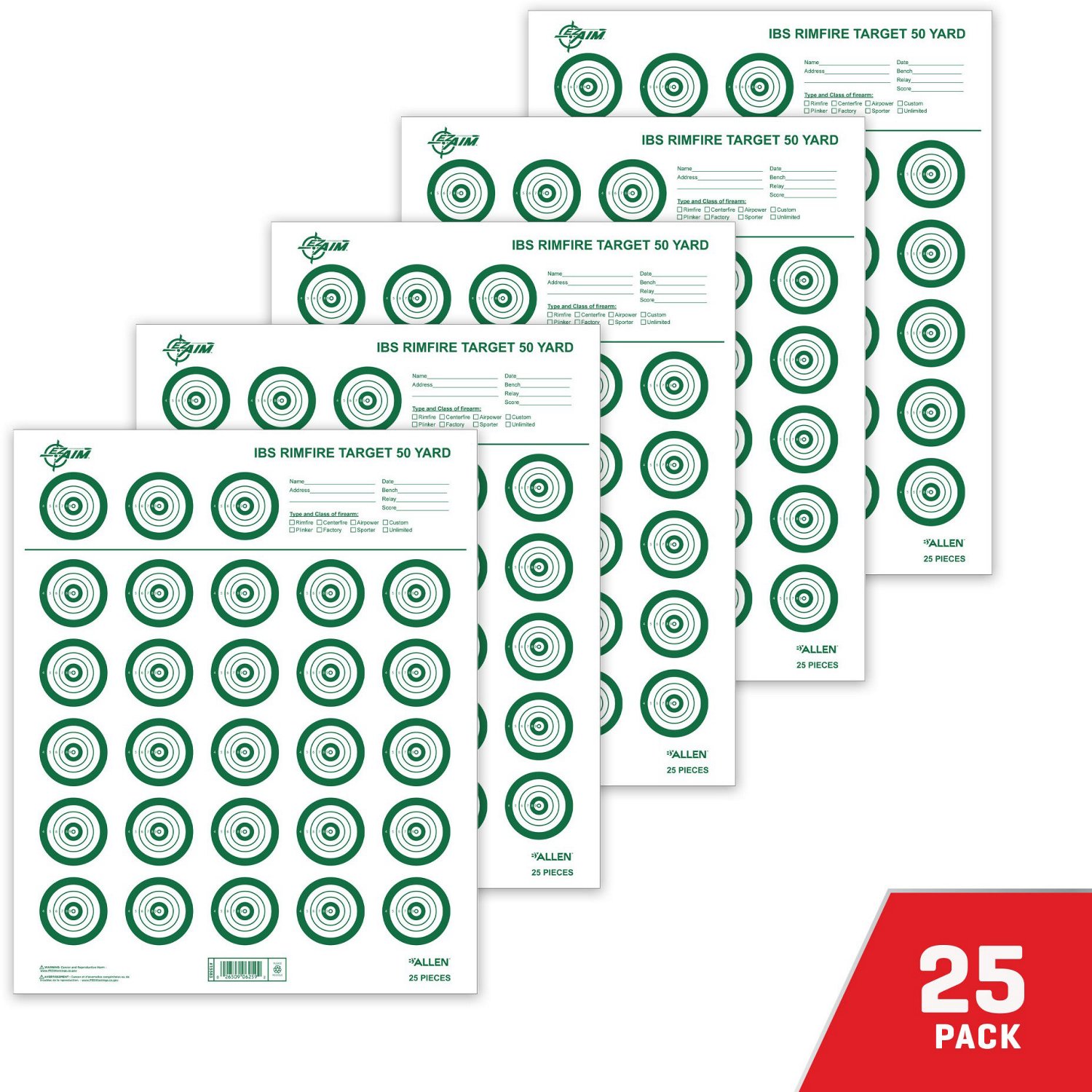 Allen Company EZ Aim IBS Rimfire Paper Shooting Target 25-Pack                                                                   - view number 2