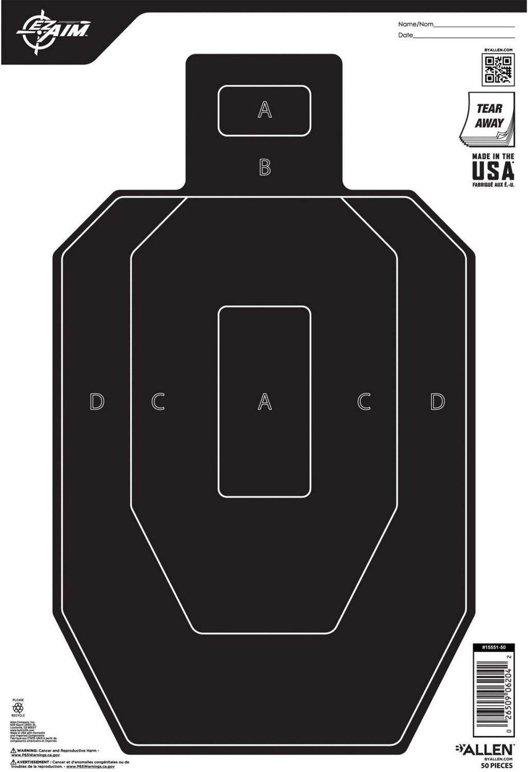 Allen Company EZ Aim IPSC Silhouette Paper Shooting Target 50-Pack ...