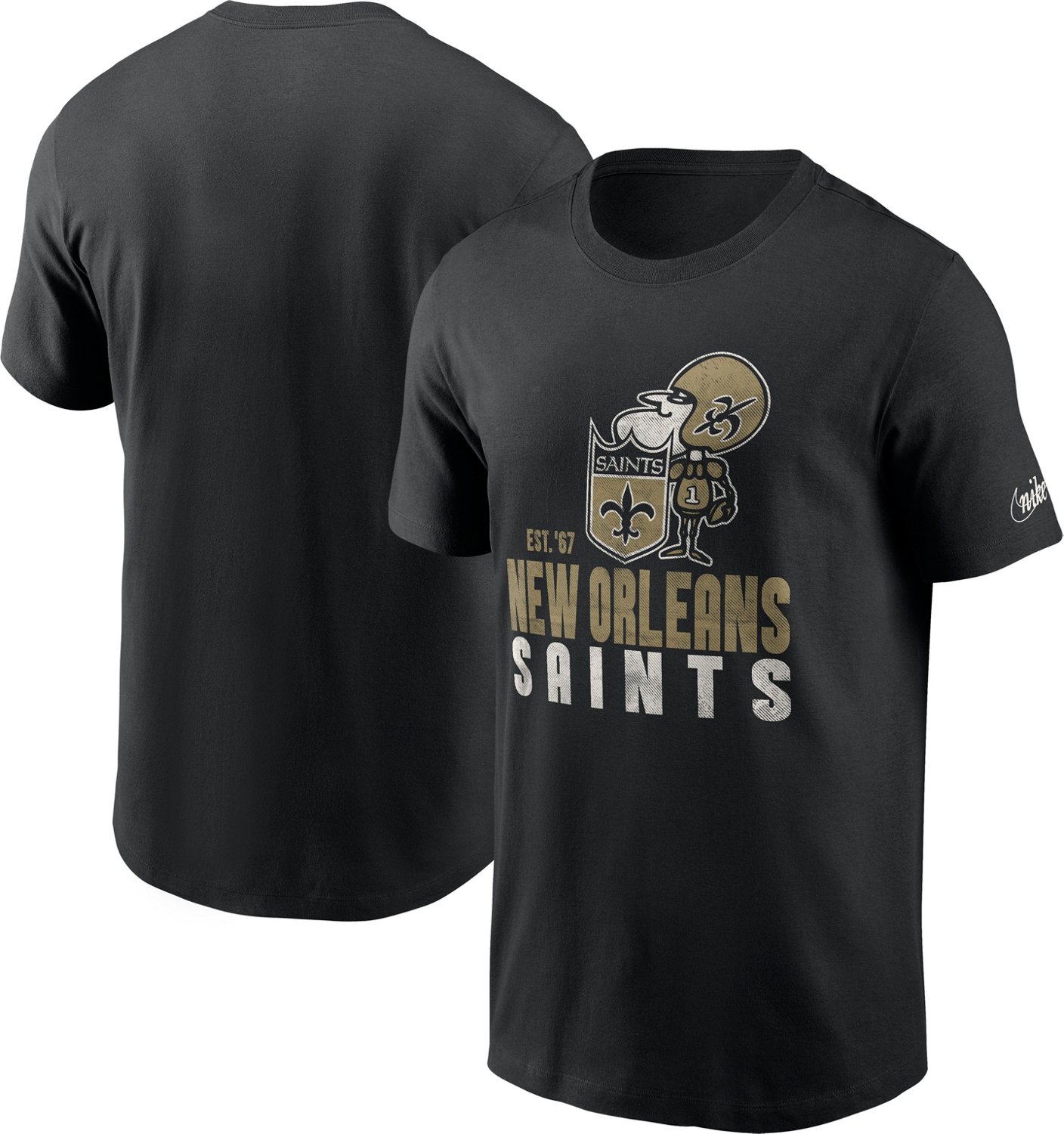 Nike Men's New Orleans Saints Helmet Essential Graphic T-shirt  - view number 4