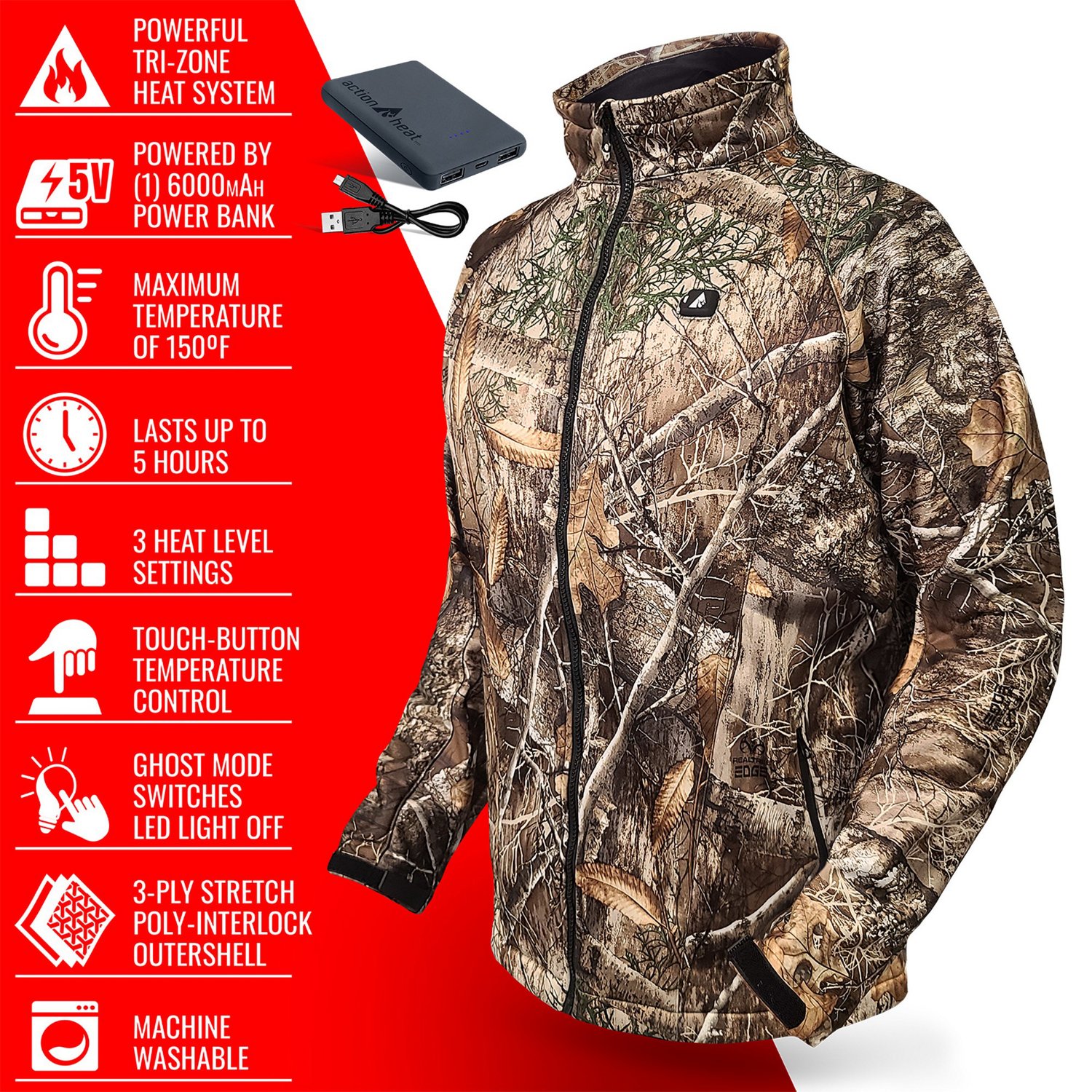 ActionHeat Men's 5V Battery Heater RT Camo Jacket - view number 5