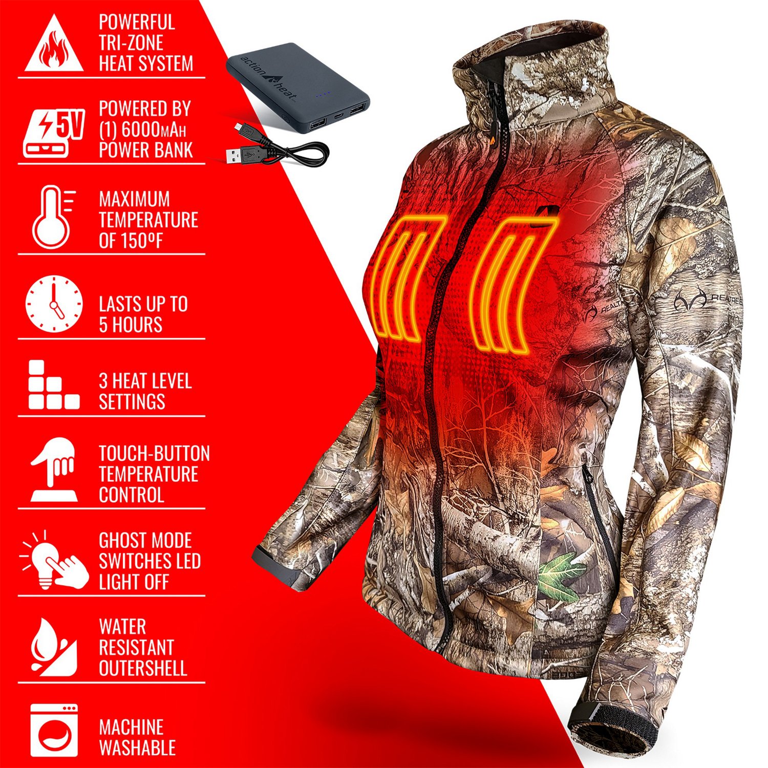 ActionHeat Women's 5V Battery Heated RT Camo Jacket - view number 5