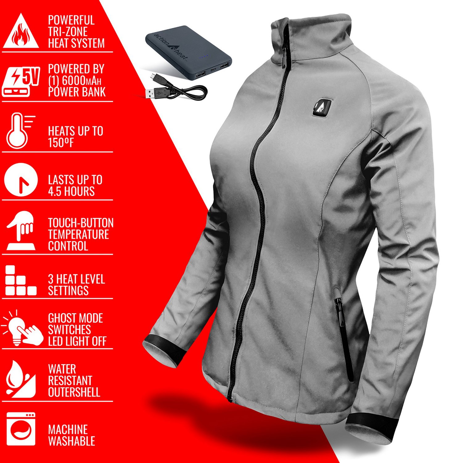 ActionHeat Women's 5V Battery Heated Softshell Jacket Academy
