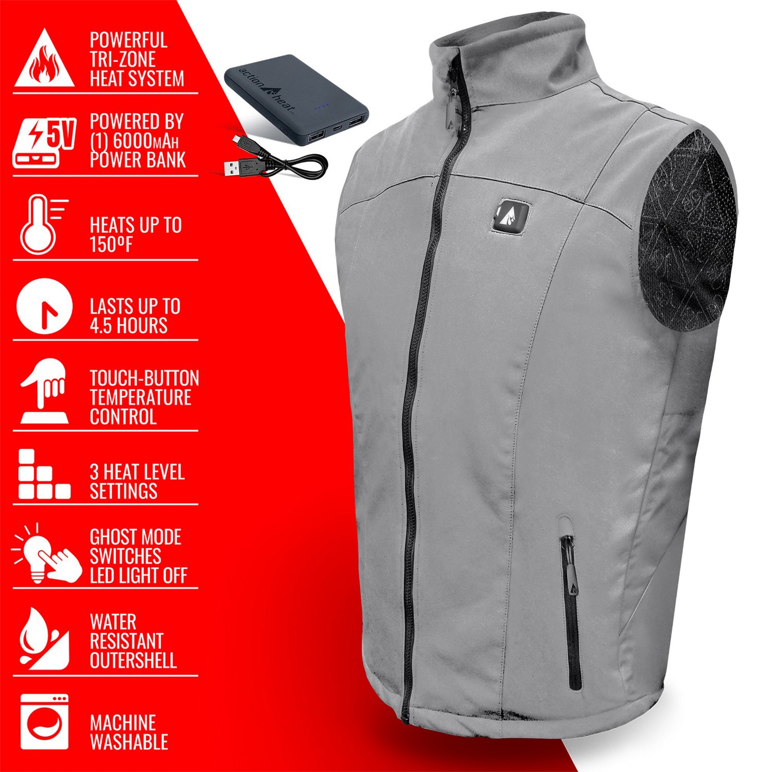 ActionHeat Men's 5V Battery Heated Softshell Vest - view number 6
