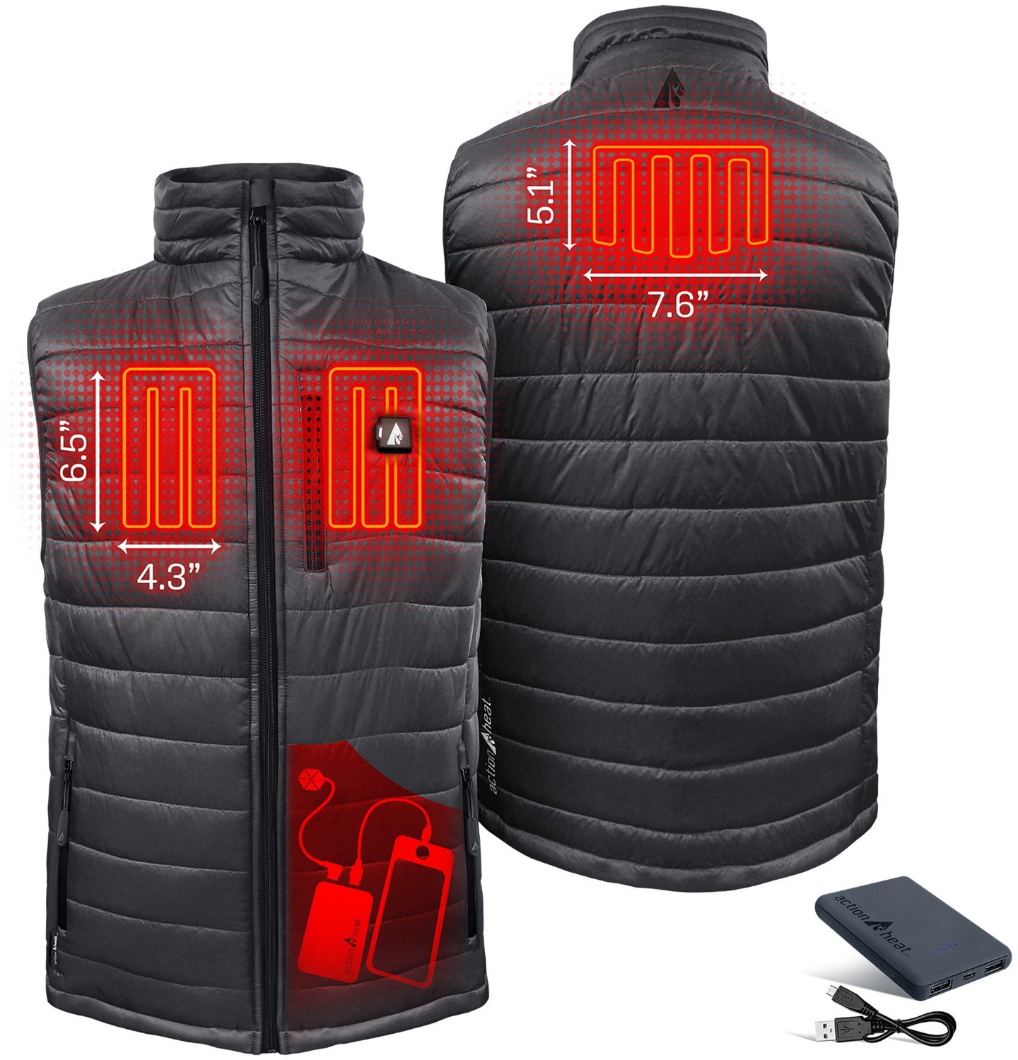 ActionHeat Men's 5V Battery Heated Puffer Vest                                                                                   - view number 3